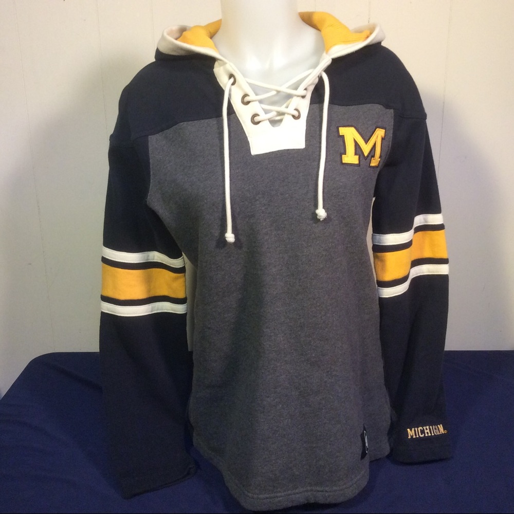 47 Women's Navy and Yellow Hoodie